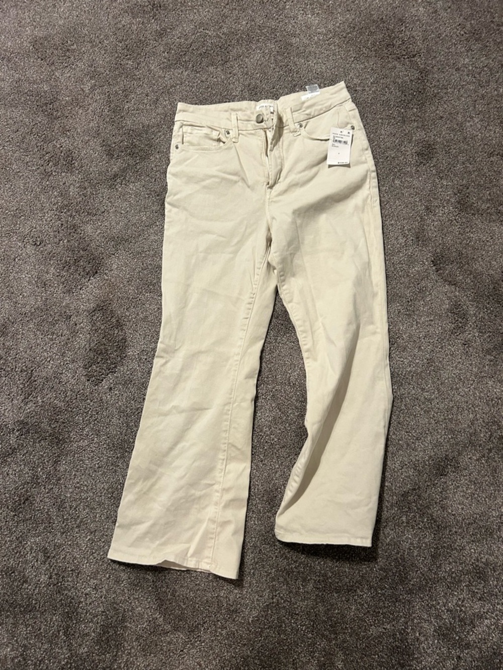 Good American Cream Wide-Leg Jeans